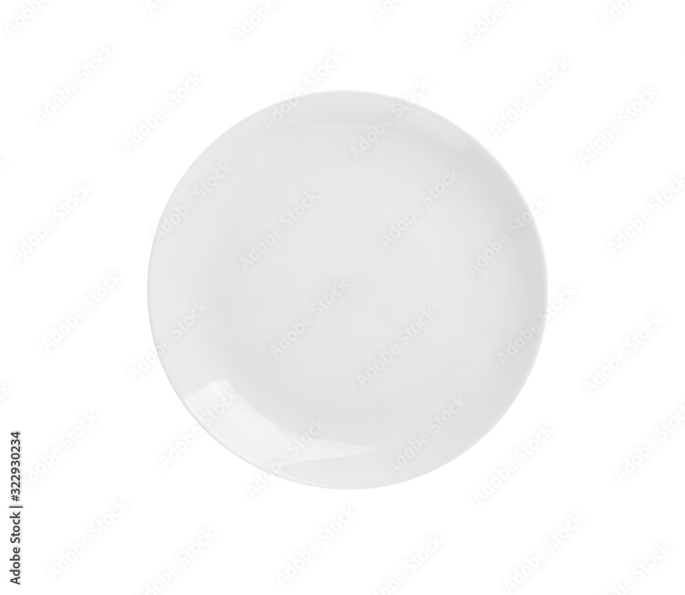 Stylish empty ceramic plate isolated on white, top view Stylish empty ceramic plate isolated on white, top view
