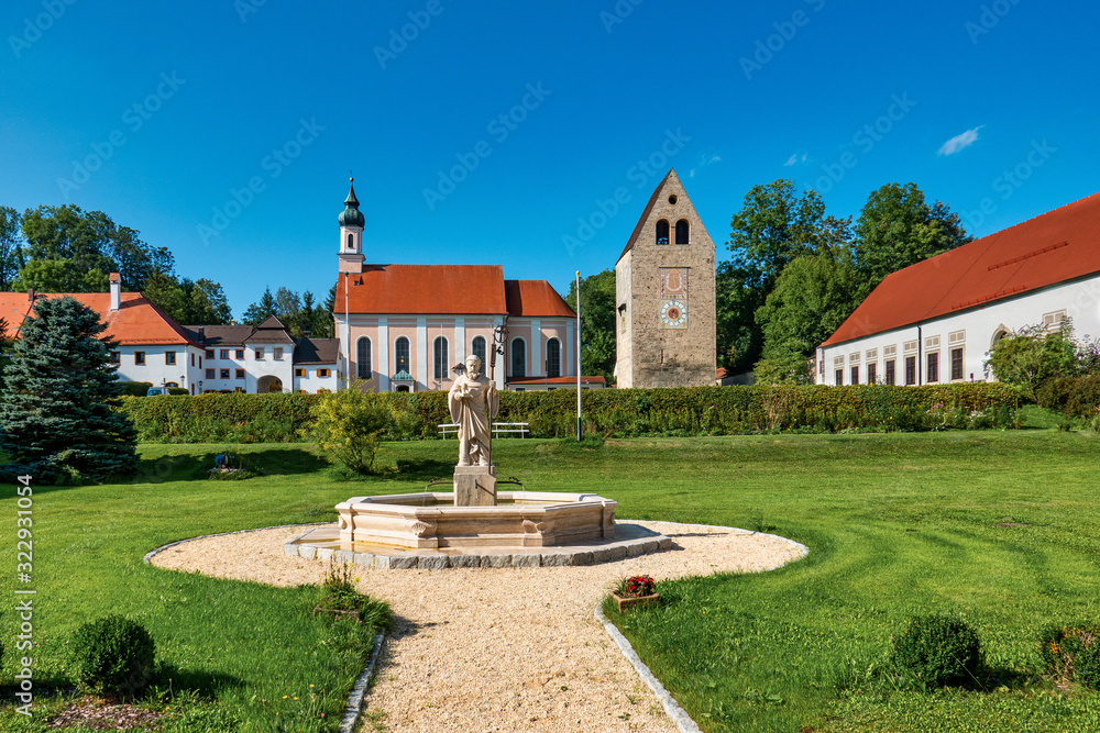 Wessobrunn Abbey, a Benedictine monastery near Weilheim in Bavaria, Germany - obrazy, fototapety, plakaty 