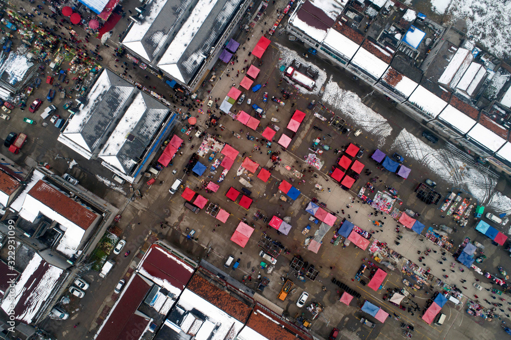 Fototapeta premium Aerial shooting of China's rural production and life scenes