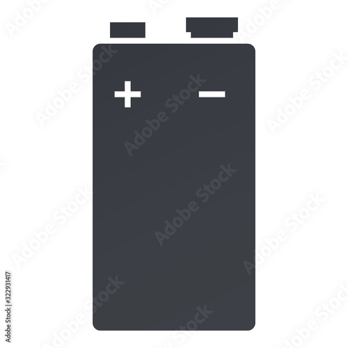 Vector Black Silhouette Icon of 9V Battery