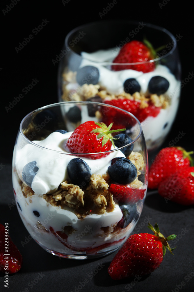 Yogurt with fresh berry and granola Yogurt with fresh berry and granola