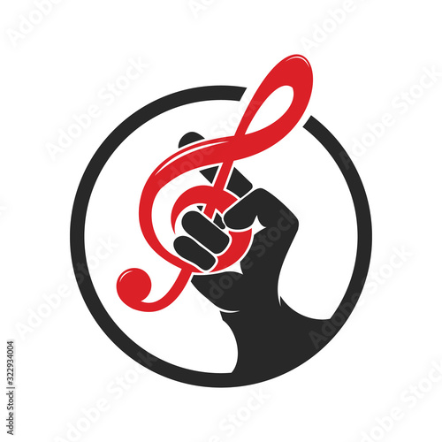 music hand rock entertainment icon silhouette logo vector illustration