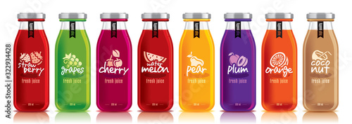 Ready design vector juice, fruit glass bottle set