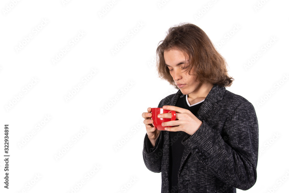 Morning and breakfast. Young attractive student. Morning and breakfast. Young attractive student.
