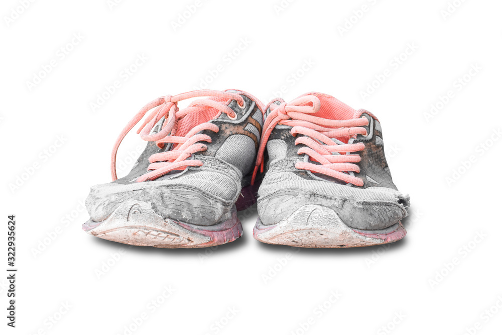 Old sport shoes isolated on white background with clipping path. Old sport shoes isolated on white background with clipping path.