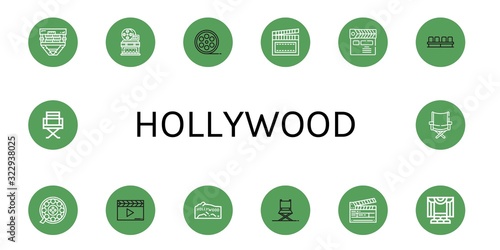 hollywood simple icons set