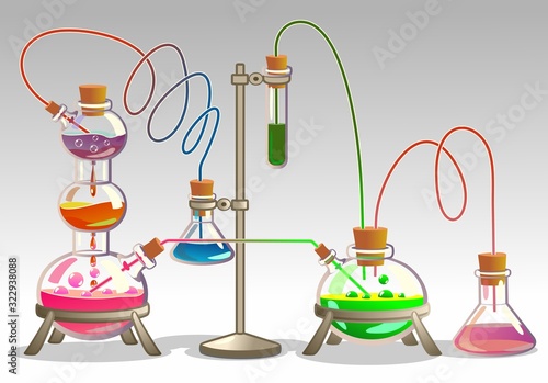 Education and science concept banner. Chemistry lab and science equipment