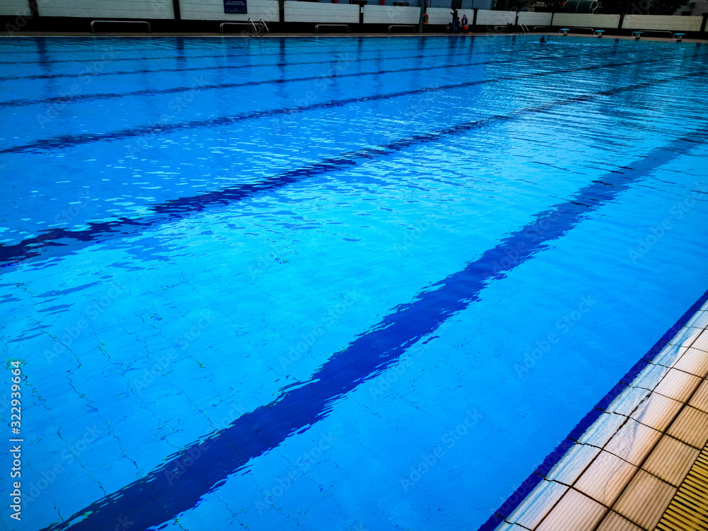 View of lanes in a public swimming pool