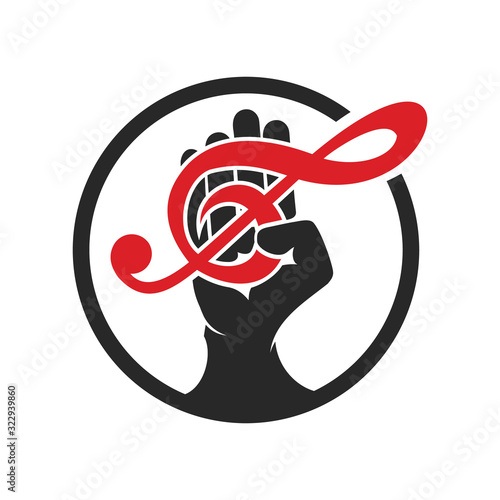 music hand rock entertainment icon silhouette logo vector illustration