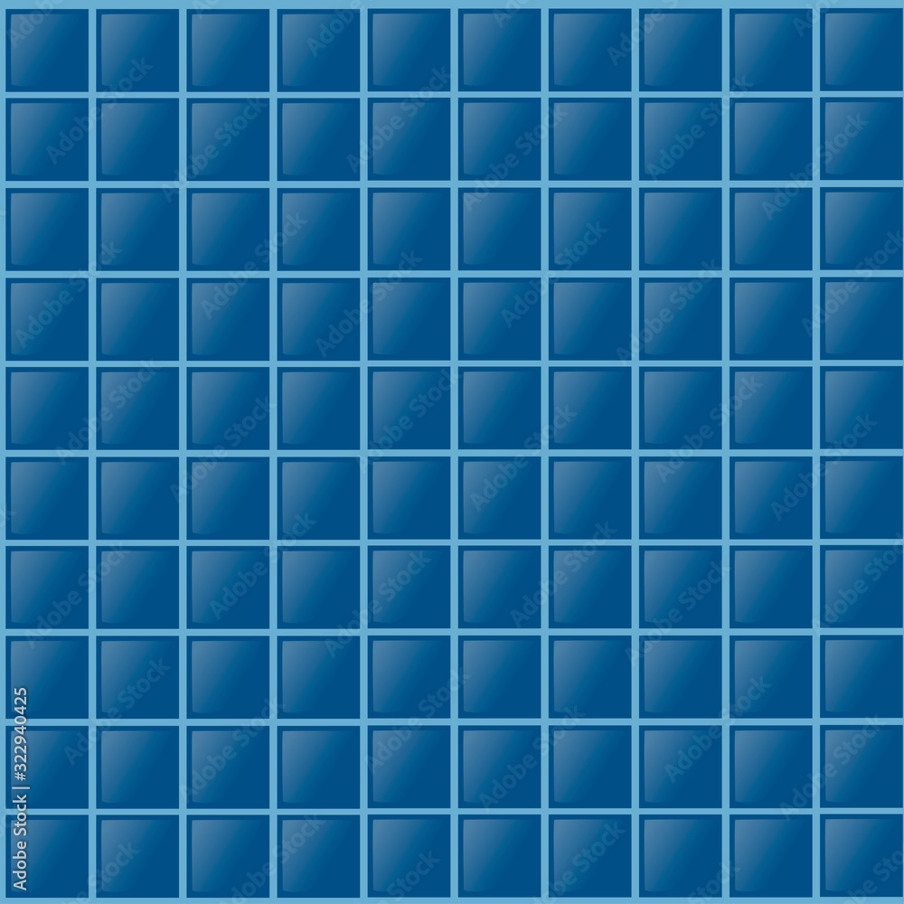 Seamless pattern of blue tiles for pool or bathroom flat vector illustration