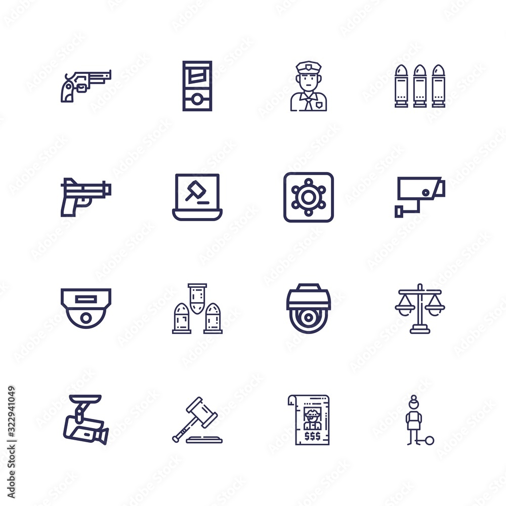 Editable 16 crime icons for web and mobile Editable 16 crime icons for web and mobile