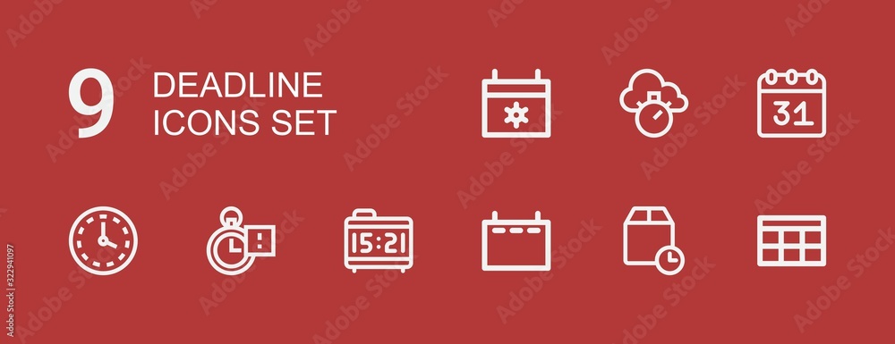 Editable 9 deadline icons for web and mobile Editable 9 deadline icons for web and mobile