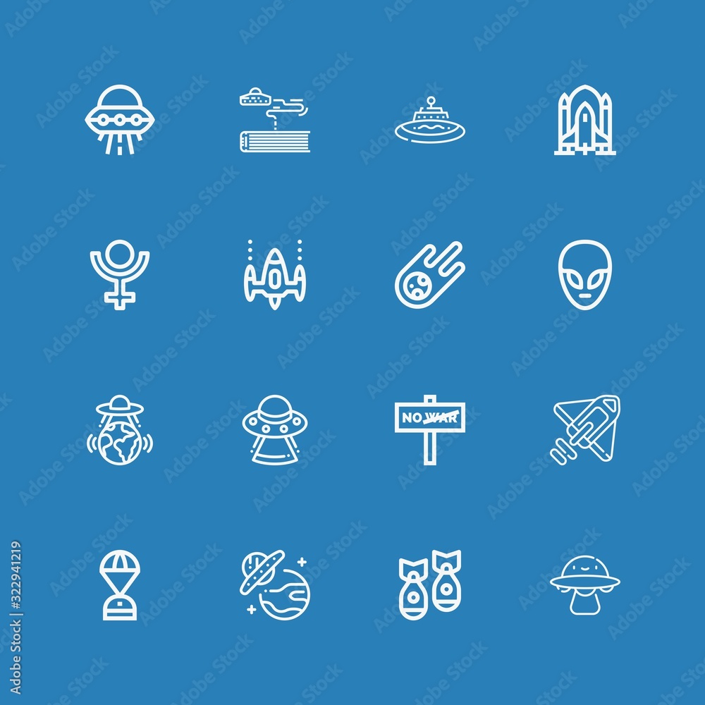 Editable 16 spaceship icons for web and mobile