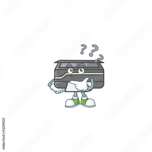 Printer cartoon mascot style in a confuse gesture