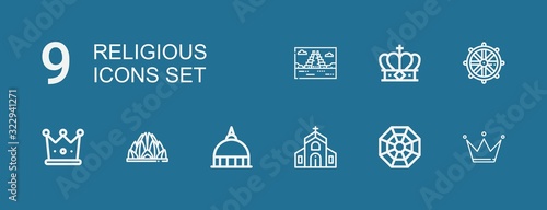 Editable 9 religious icons for web and mobile