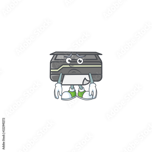 Cartoon character of a printer having an afraid face