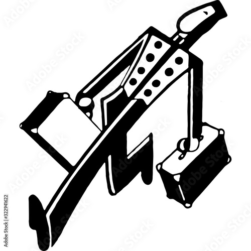 vector illustration of icon holding luggage bellhop