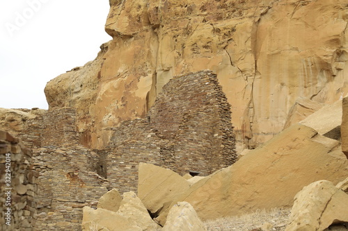 Pueblo Bonito in Chaco Culture National Historical Park in New Mexico, USA. This settlement was inhabited by Ancestral Puebloans, or the Anasazi in prehistoric America. photo