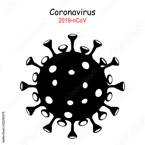 Coronavirus 2019-nCoV. Corona virus icon. Black on white background