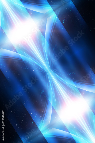 Background of empty show scene. Empty dark modern abstract neon background. Glow of neon lights on an empty stage, diodes, rays and lines. Lights of the night city.