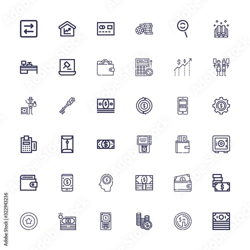 Editable 36 currency icons for web and mobile