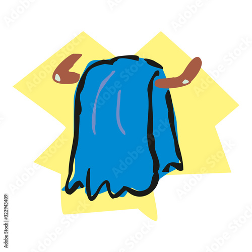 Vector illustration orange hand holder towel clean bath hygiene cotton textile. Bathroom dry towel.