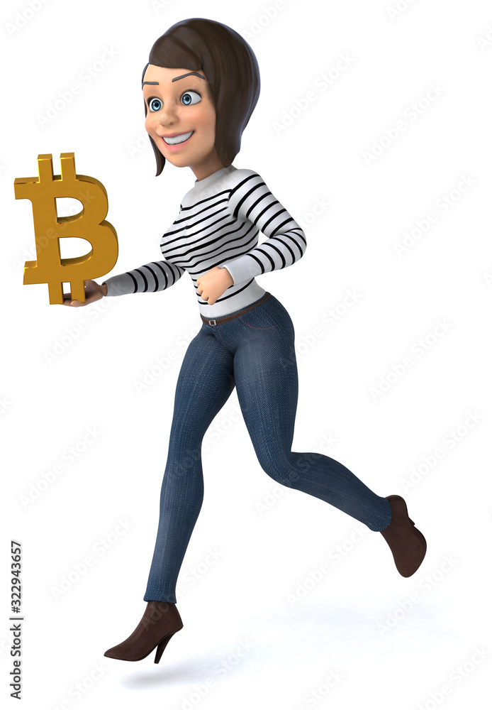 Fun 3D cartoon casual character woman Fun 3D cartoon casual character woman