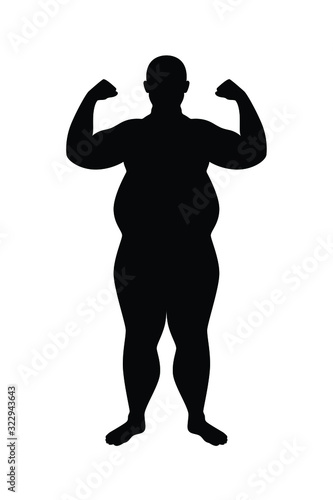 Fat man silhouette vector on white