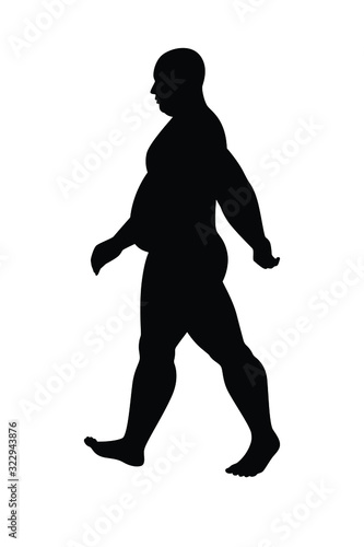 Fat man silhouette vector on white