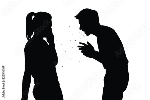Coughing man in public silhouette vector