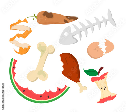 Food garbage vector isolated. Organic waste. Apple core