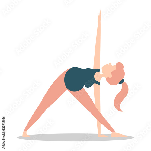 Pregnant woman standing in triangle pose vector isolated