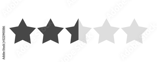 Star rating vector isolated. Black star shape. Quality of service