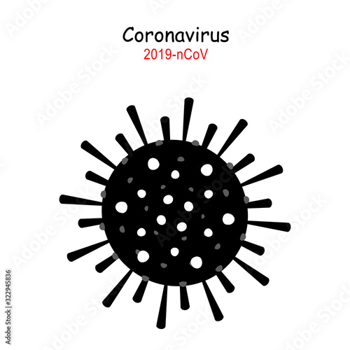 Coronavirus 2019-nCoV. Corona virus icon. Black on white background