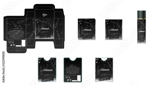 Packaging design, luxury perfume box,  pocket perfume and deo design template and mock up box. Illustration vector.