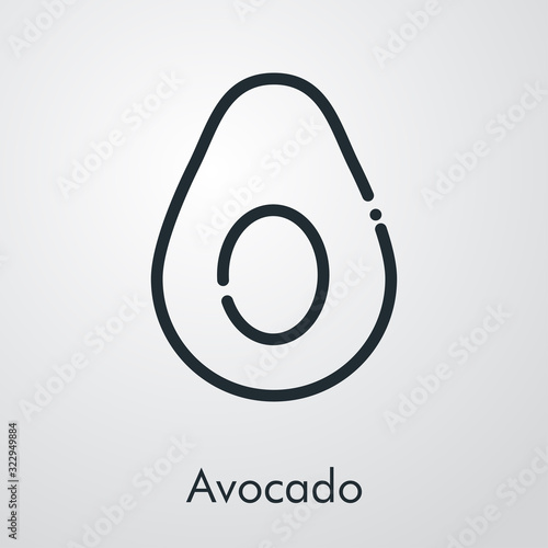 Icono plano lineal medio aguacate en fondo gris