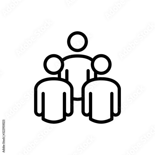 Símbolo trabajo en equipo. Icono plano lineal grupo de gente en color negro