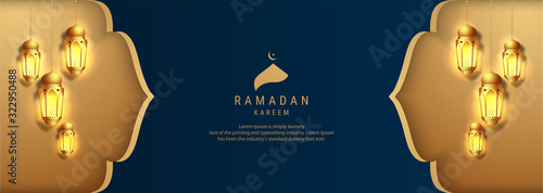 Ramadan Kareem arabic calligraphy banner design. Translation of text 'Ramadan Kareem ' celebration ramadan calligraphy