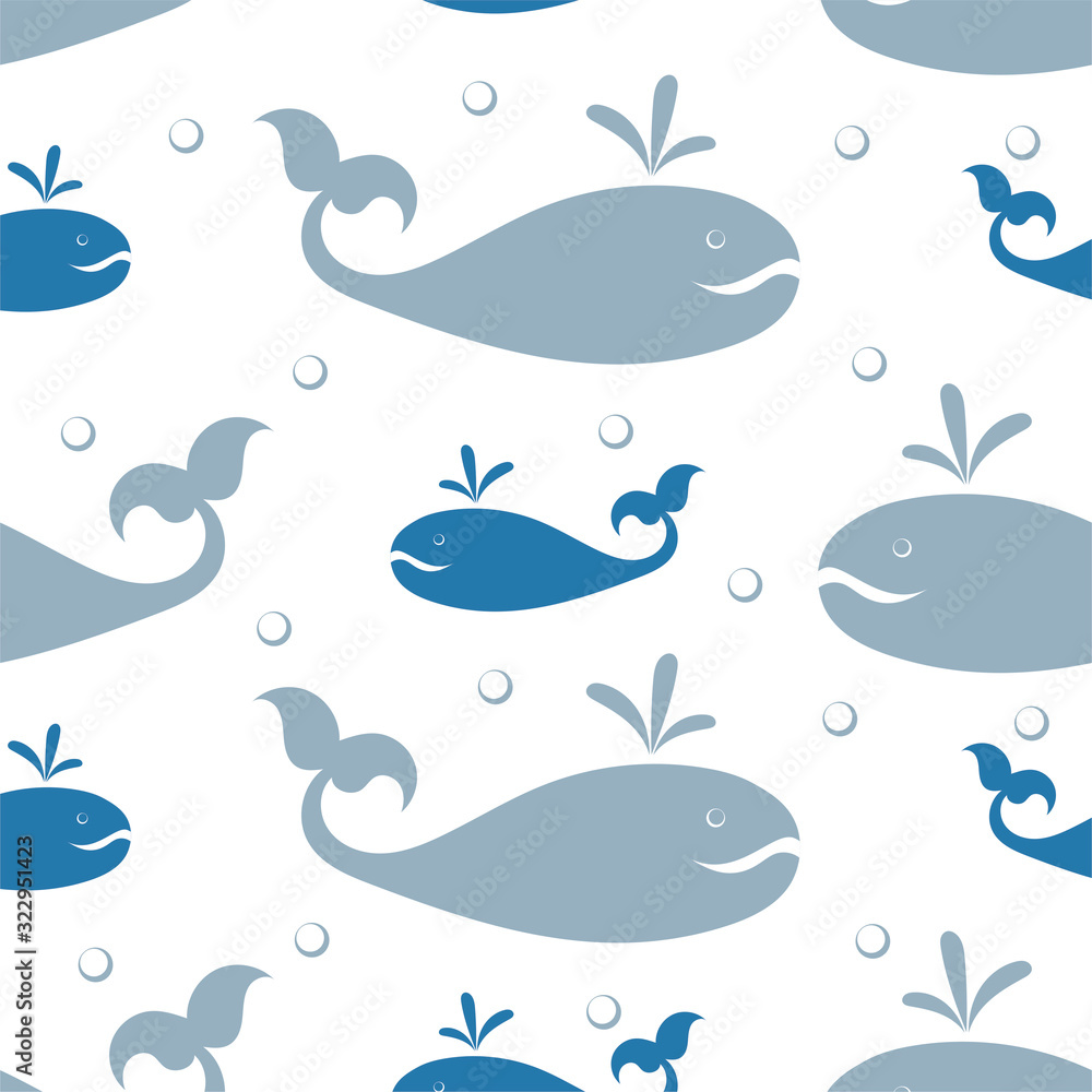 Obraz premium Whale fish. Seamless pattern with a fabulous animal. Vector image.
