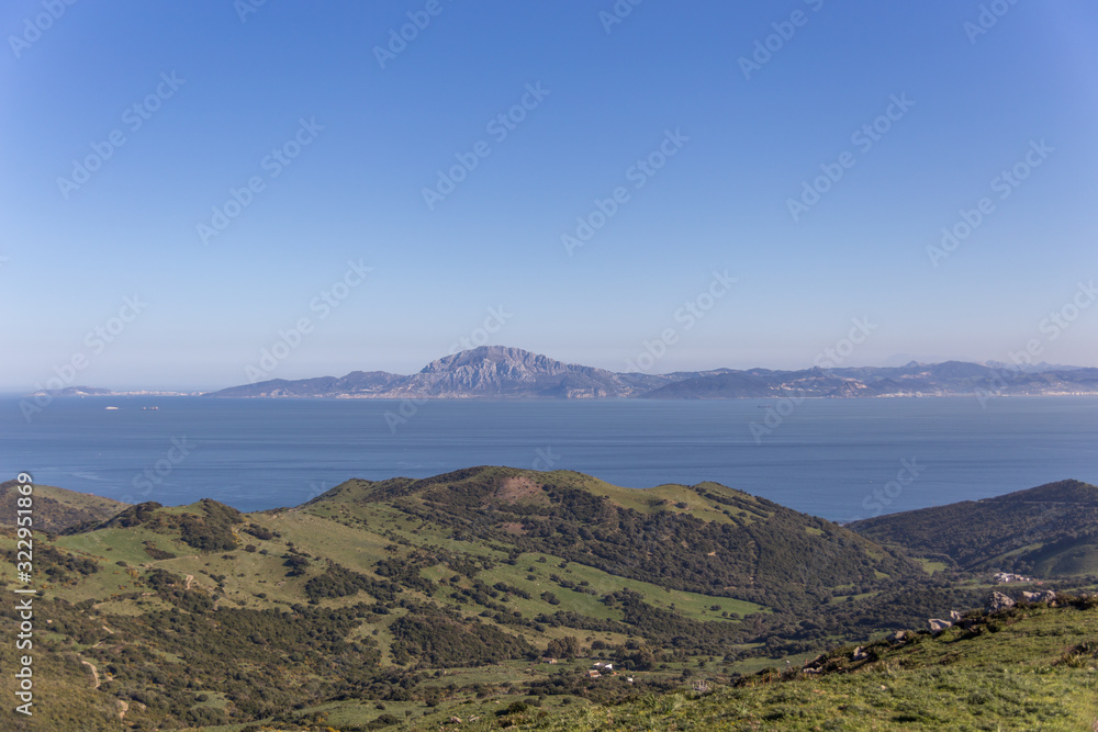 Beautiful view of the strait of Gibraltar from Spain