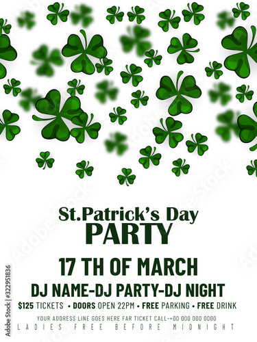 St Patrick s Day background. Vector illustration for lucky spring design with a shamrock. St. Patrick s Day greeting. Vector illustration