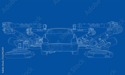 Assembly of motor vehicle. Vector
