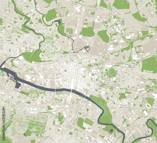 map of the city of Glasgow, Scotland, UK