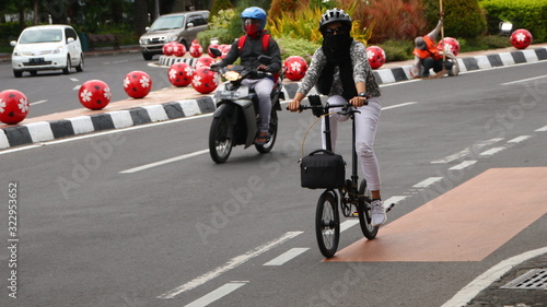 citizen activities on the streets of Surabaya, East Java Indonesia, February 8, 2020