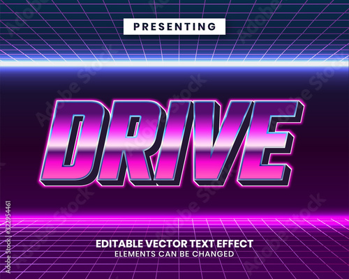 3d Retrowave futuristic editable text effect