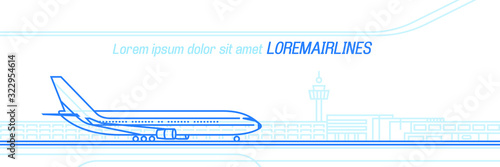 Airport line art graphic illustration. Vector. Text outlined.