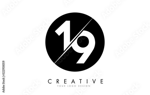 19 1 9 Number Logo Design with a Creative Cut and Black Circle Background.