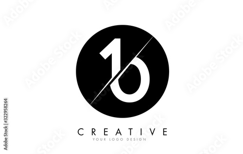 10 1 0 Number Logo Design with a Creative Cut and Black Circle background.