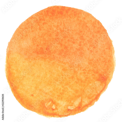 Watercolor orange circle isolated on a white background