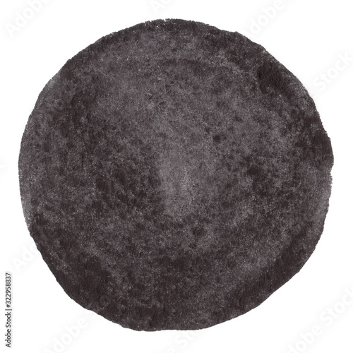 Abstraction hand drawn black watercolor circle isolated on white background. © kuroksta